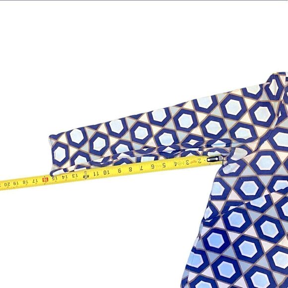 H&M Navy Blue long Sleeved Hexagon Cotton Casual Dress Women’s Size Large - Picture 2 of 8